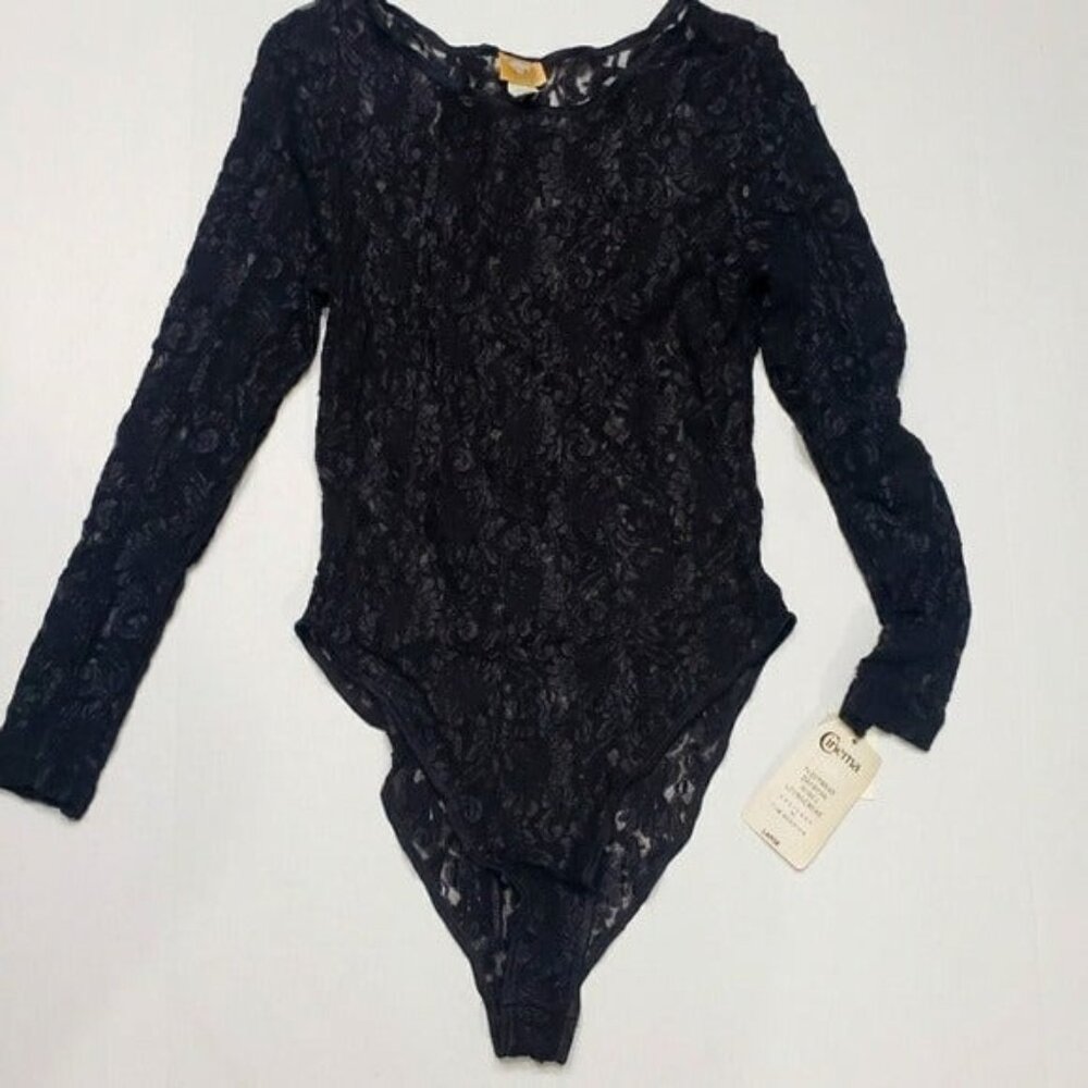 Vintage CINEMA Tom Bezduda Black Lace Bodysuit Lingerie Large